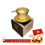 Phin nhôm hoa văn Trung Nguyên vàng có hộp giấy