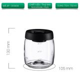 Hũ thủy tinh Cafede nắp đen CK5434